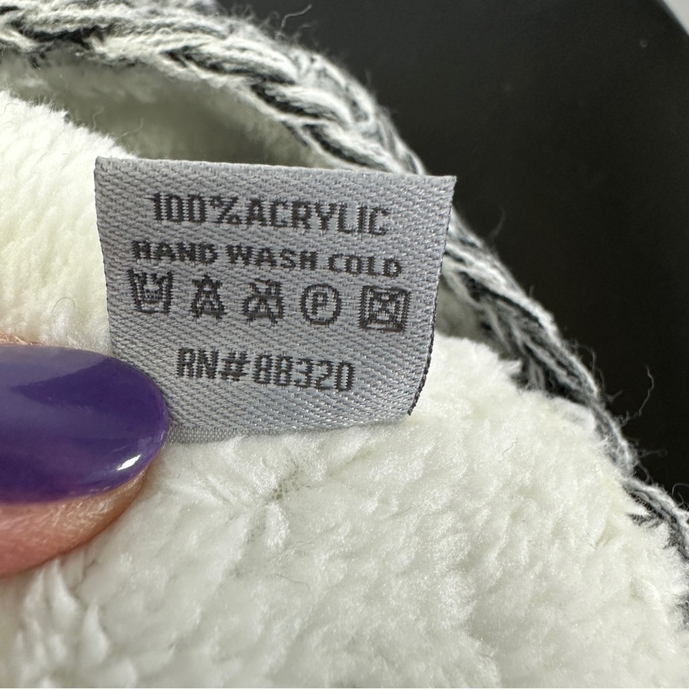 NWT C.C Knit Hat and Headband Set Pom Fleece-Lined Headband Black White Heather - Picture 5 of 5